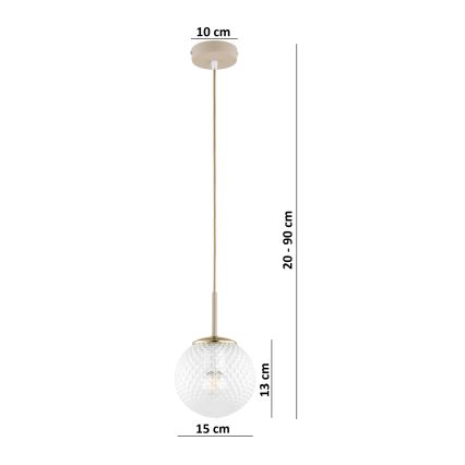 Brilagi - Závesný luster na lanku STELLA 1xE27/60W/230V pr. 15 cm béžová/zlatá