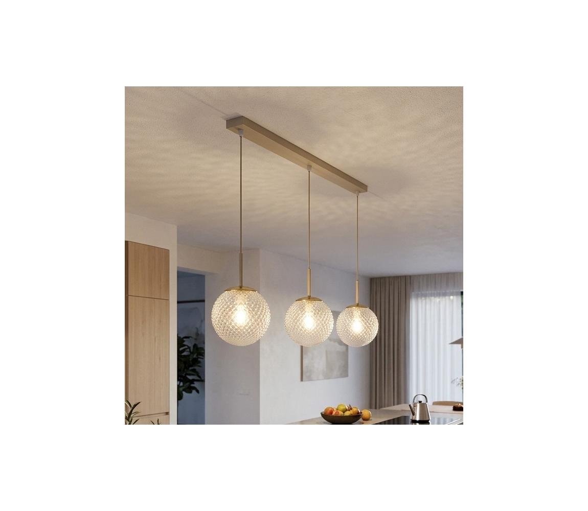 Brilagi - Závesný luster na lanku STELLA 3xE27/60W/230V béžová/zlatá 85-009B