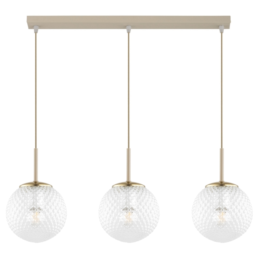 Brilagi - Závesný luster na lanku STELLA 3xE27/60W/230V béžová/zlatá