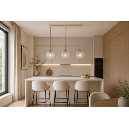 Brilagi - Závesný luster na lanku STELLA 3xE27/60W/230V béžová/zlatá