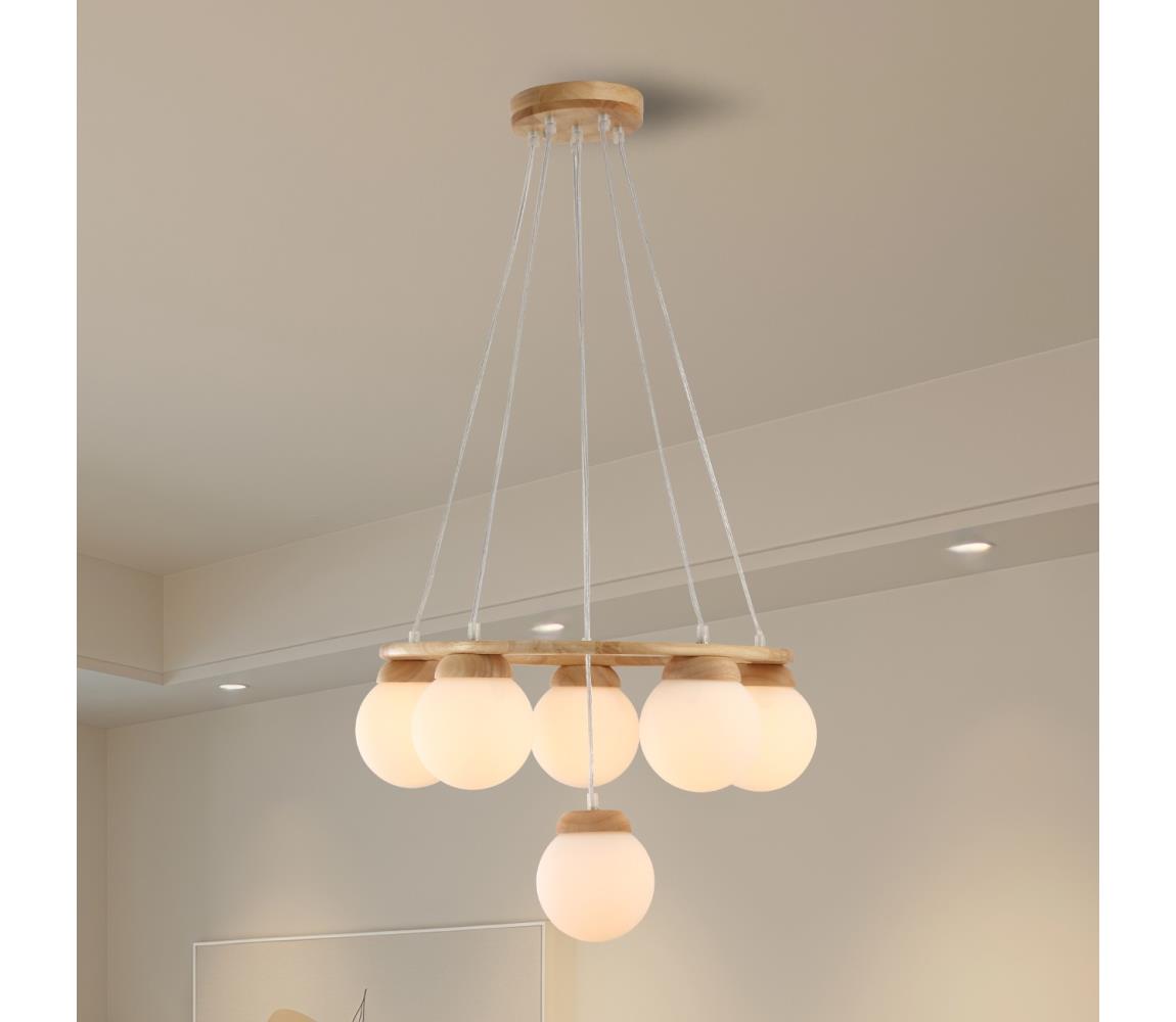 Brilagi - Závesný luster na lanku VISBY WOOD 6xE27/60W/230V priemer 58 cm drevo BRI452