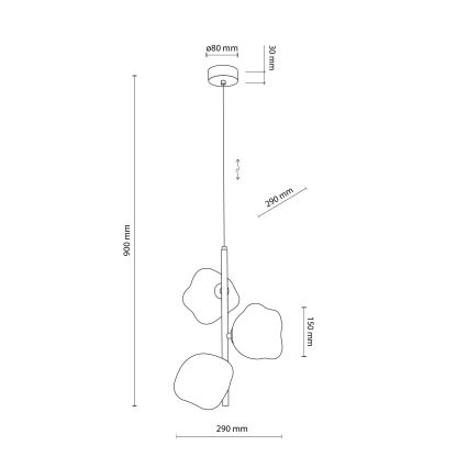 Brilagi - Závesný luster na lanku VULCANO 3xG9/8W/230V zlatá/dymová béžová