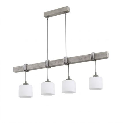 Brilagi - Závesný luster na lanku WOOD GLASS 4xE27/60W/230V borovica/šedá/biela