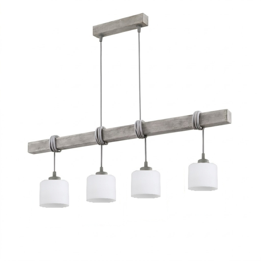 Brilagi - Závesný luster na lanku WOOD GLASS 4xE27/60W/230V borovica/šedá/biela