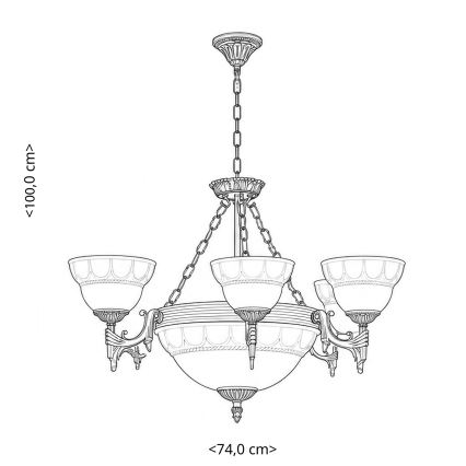 BRILAGI - Závesný luster na reťazi DAHLIA 9xE27/40W/230V, priemer 74 cm, mosadz