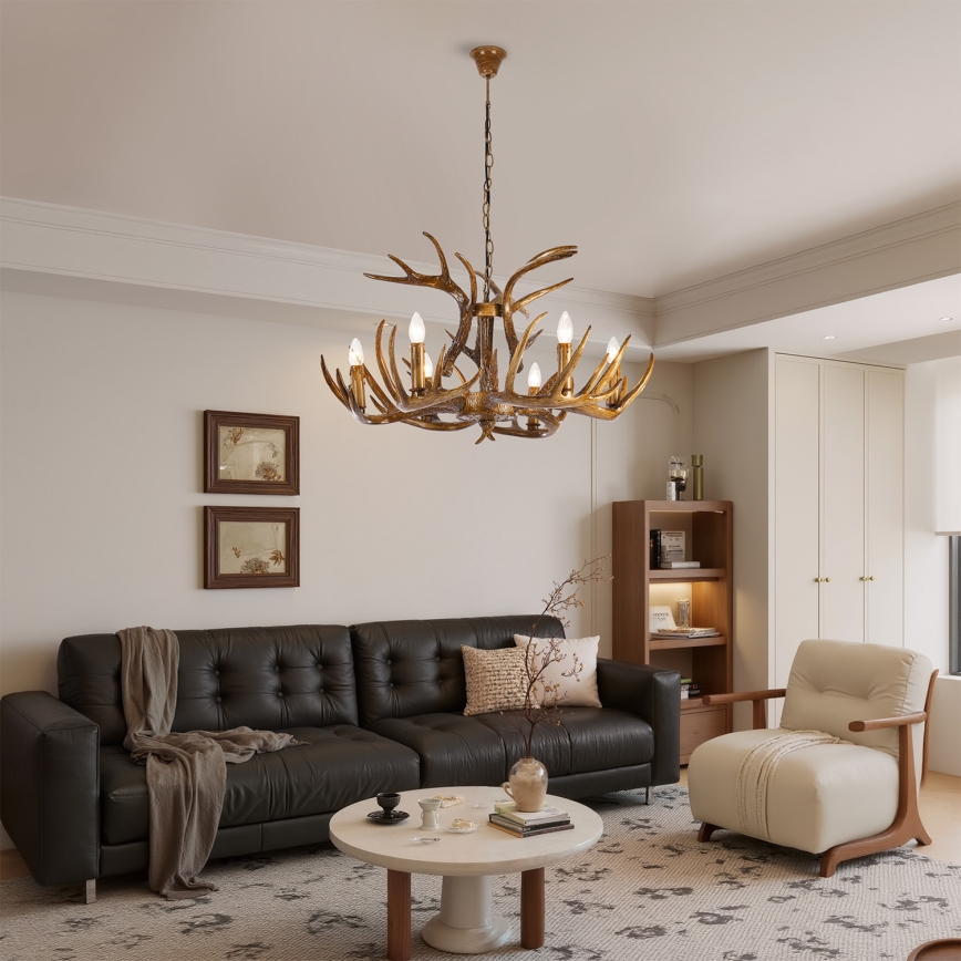 Brilagi - Závesný luster na reťazi DEER 6xE14/10W/230V, priemer 80 cm, v tvare parožia