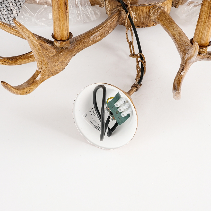 Brilagi - Závesný luster na reťazi DEER 6xE14/10W/230V, priemer 80 cm, v tvare parožia