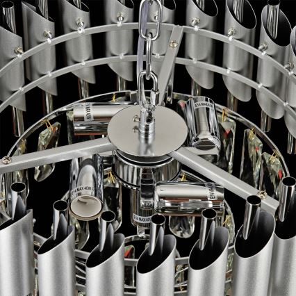 Brilagi – závesný luster na reťazi ECLIPSE 5×E14/10W/230V, pr. 38 cm, strieborný