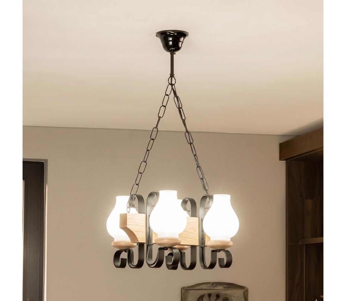 Brilagi - Závesný luster na reťazi QUEEN 4xE14/40W/230V dub EX-01105