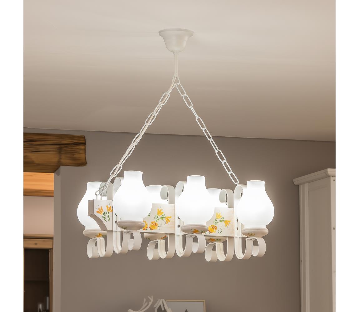 Brilagi - Závesný luster na reťazi QUEEN 6xE14/40W/230V buk/krémová EX-01072