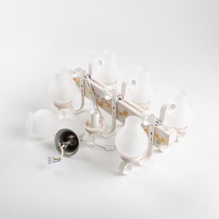 Brilagi - Závesný luster na reťazi QUEEN 6xE14/40W/230V buk/krémová