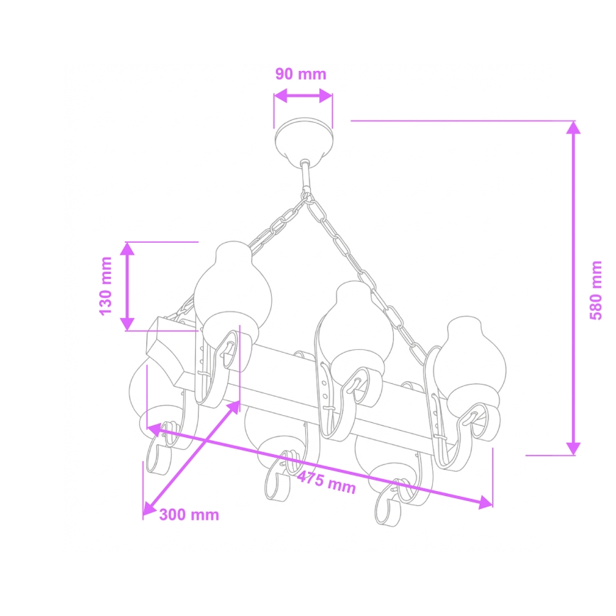 Brilagi - Závesný luster na reťazi QUEEN 6xE14/40W/230V buk/krémová
