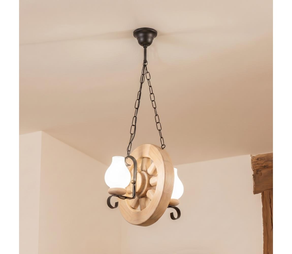 Brilagi - Závesný luster na retiazke ROATA 2xE14/40W/230V dub EX-01095