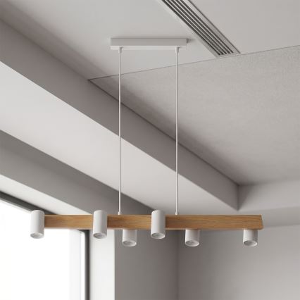 Brilagi - Závesný luster SELE 6xGU10/30W/230V biela/dubový dekor