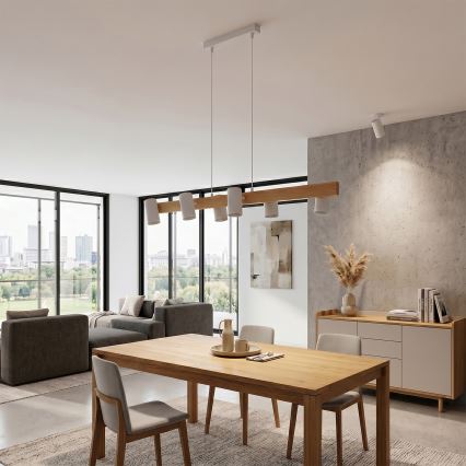 Brilagi - Závesný luster SELE 6xGU10/30W/230V biela/dubový dekor