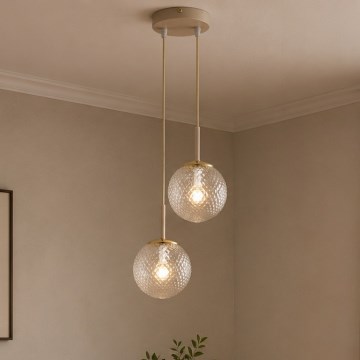 Brilagi - Závesný luster STELLA na lanku 2xE27/60W/230V béžová/zlatá