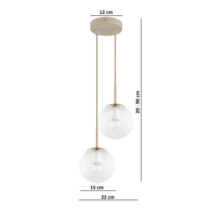 Brilagi - Závesný luster STELLA na lanku 2xE27/60W/230V béžová/zlatá