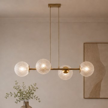 Brilagi - Závesný luster STELLA na lanku 4xE27/60W/230V béžová/zlatá