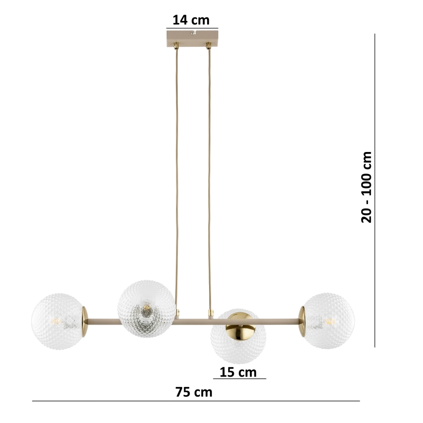 Brilagi - Závesný luster STELLA na lanku 4xE27/60W/230V béžová/zlatá