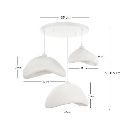 Brilagi - Závesný luster WABI SABI na lanku 3xE27/40W/230V pr. 82 cm biely