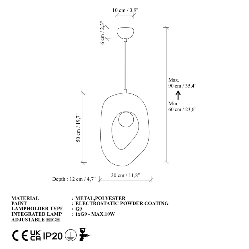 Brilagi - Závesný luster ZOGA na lanku 1xG9/8W/230V, biely