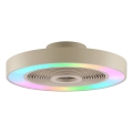 Brilliant - LED RGBW Stropna svetilka z ventilatorjem s funkcijo zatemnitve CATANIA LED/37W/230V 2700-6500K pr. 48,6 cm bež + daljinski upravljalnik