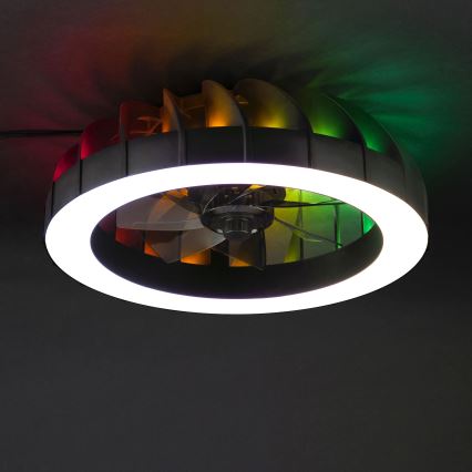 Brilliant - LED RGBW Stmievačná stropná ventilátor s osvetlením FANORA LED/30W/230V 2700-6500K pr. 46 cm čierna + diaľkové ovládanie