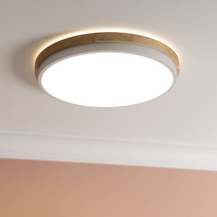 Brilliant - LED Stmievateľné stropné svietidlo BAARLO LED/24W/230V pr. 35 cm biela/gumovník - FSC certifikované