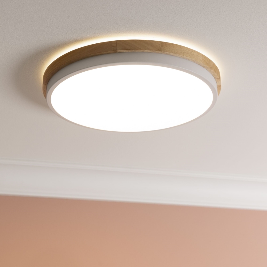 Brilliant - LED Stmievateľné stropné svietidlo BAARLO LED/24W/230V pr. 35 cm biela/gumovník - FSC certifikované