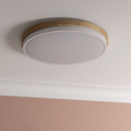 Brilliant - LED Stmievateľné stropné svietidlo BAARLO LED/24W/230V pr. 35 cm biela/gumovník - FSC certifikované