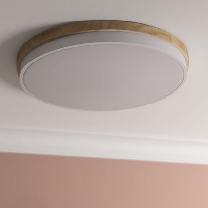 Brilliant - LED Stmievateľné stropné svietidlo BAARLO LED/36W/230V 3000-6500K pr. 50 cm biela/gumovník + diaľkové ovládanie - FSC certifikované