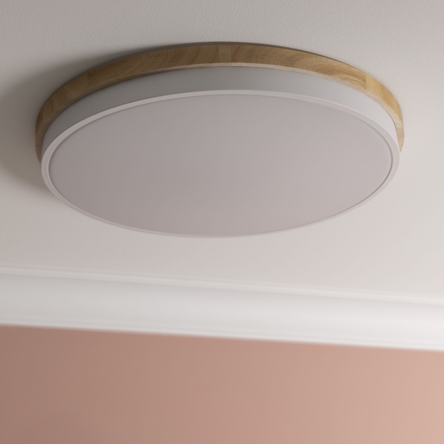 Brilliant - LED Stmievateľné stropné svietidlo BAARLO LED/36W/230V 3000-6500K pr. 50 cm biela/gumovník + diaľkové ovládanie - FSC certifikované