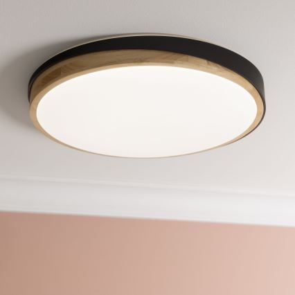 Brilliant - LED Stmievateľné stropné svietidlo BAARLO LED/36W/230V 3000-6500K pr. 50 cm čierna/gumovník + diaľkové ovládanie - FSC certifikované