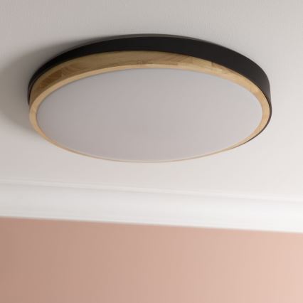 Brilliant - LED Stmievateľné stropné svietidlo BAARLO LED/36W/230V 3000-6500K pr. 50 cm čierna/gumovník + diaľkové ovládanie - FSC certifikované