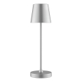 Brilliant - LED stmievateľná dobíjateľná dotyková vonkajšia stolná lampa ELORA LED/2,5W/5V 2700K 2600 mAh IP44 strieborná