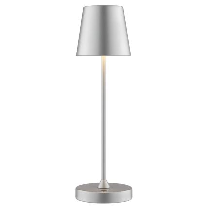 Brilliant - LED stmievateľná dobíjateľná dotyková vonkajšia stolná lampa ELORA LED/2,5W/5V 2700K 2600 mAh IP44 strieborná
