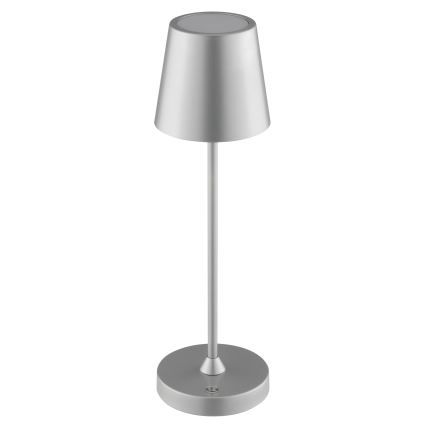 Brilliant - LED stmievateľná dobíjateľná dotyková vonkajšia stolná lampa ELORA LED/2,5W/5V 2700K 2600 mAh IP44 strieborná