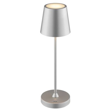 Brilliant - LED stmievateľná dobíjateľná dotyková vonkajšia stolná lampa ELORA LED/2,5W/5V 2700K 2600 mAh IP44 strieborná