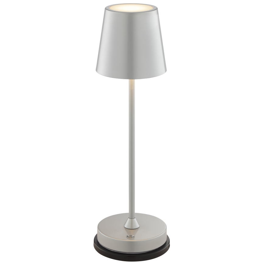 Brilliant - LED stmievateľná dobíjateľná dotyková vonkajšia stolná lampa ELORA LED/2,5W/5V 2700K 2600 mAh IP44 strieborná