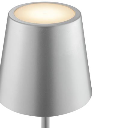 Brilliant - LED stmievateľná dobíjateľná dotyková vonkajšia stolná lampa ELORA LED/2,5W/5V 2700K 2600 mAh IP44 strieborná