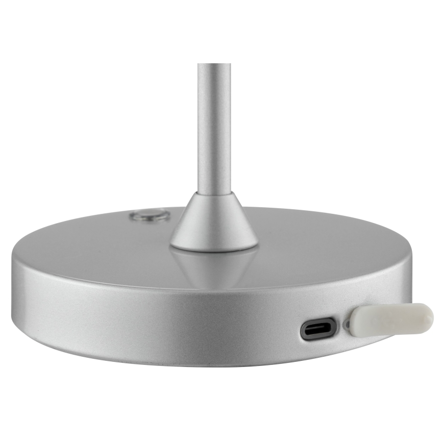 Brilliant - LED stmievateľná dobíjateľná dotyková vonkajšia stolná lampa ELORA LED/2,5W/5V 2700K 2600 mAh IP44 strieborná
