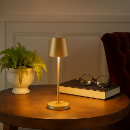 Brilliant - LED stmievateľná nabíjateľná dotyková vonkajšia stolová lampa ELORA LED/2,5W/5V 2700K 2600 mAh IP44 zlatá