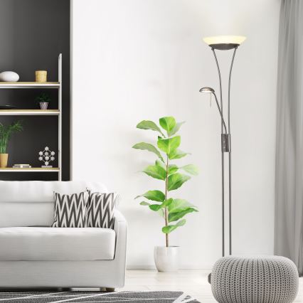 Brilliant - LED stmievateľná stojacia lampa FINN 2xLED/13W/230V matný chróm