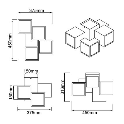 Brilliant - LED Stropné svietidlo CUBIX 5xLED/7,6W/230V 3000K biela