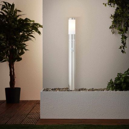 Brilliant - LED Vonkajšia lampa so senzorom LEIGH LED/0,9W/230V + 1xE27/11W 80 cm IP44 lesklý chróm