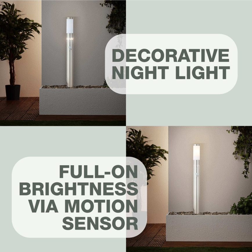 Brilliant - LED Vonkajšia lampa so senzorom LEIGH LED/0,9W/230V + 1xE27/11W 80 cm IP44 lesklý chróm