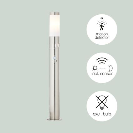 Brilliant - LED Vonkajšia lampa so senzorom LEIGH LED/0,9W/230V + 1xE27/11W 80 cm IP44 lesklý chróm