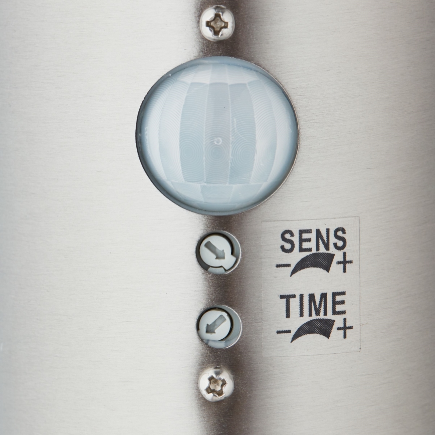 Brilliant - LED Vonkajšia lampa so senzorom LEIGH LED/0,9W/230V + 1xE27/11W 80 cm IP44 lesklý chróm