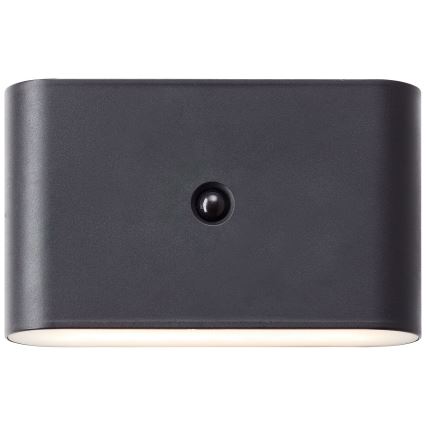 Brilliant - LED vonkajšie nabíjacie nástenné svietidlo so senzorom XINO LED/3W/5V 3600 mAh IP44 čierne