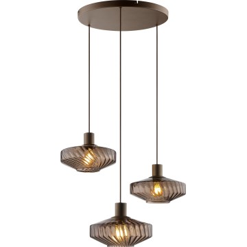 Brilliant - Luster na lane LYN 3xE27/20W/230V pr. 69 cm hnedá/dýmovo-hnedá